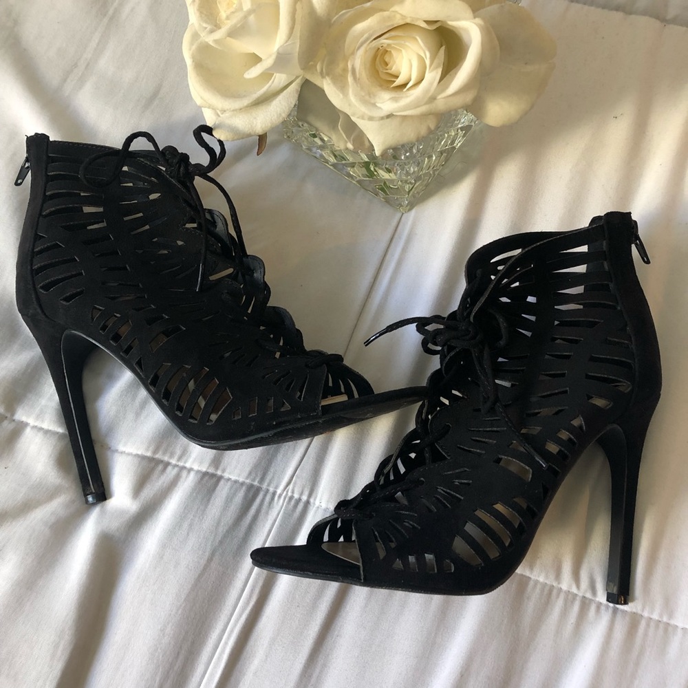 Strappy Lace-Up Heels